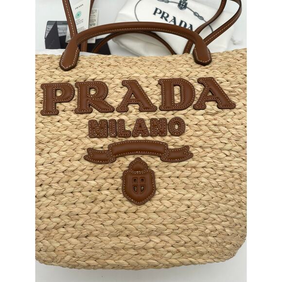 SOLD!❌❌BRAND NEW PRADA RAFFIA STRAW SUMMER SHOULDER TOTE BAG AUTHENTIC! - Picture 4 of 15